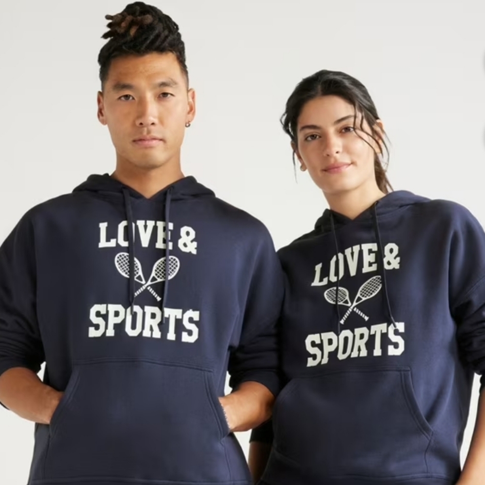Love & Sports Navy All Gender Pullover Oversized Graphic Hoodie Size XXL